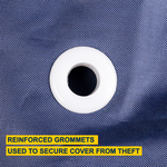 Seal Skin Supreme blue car cover, reinforced grommets used to secure cover from theft
