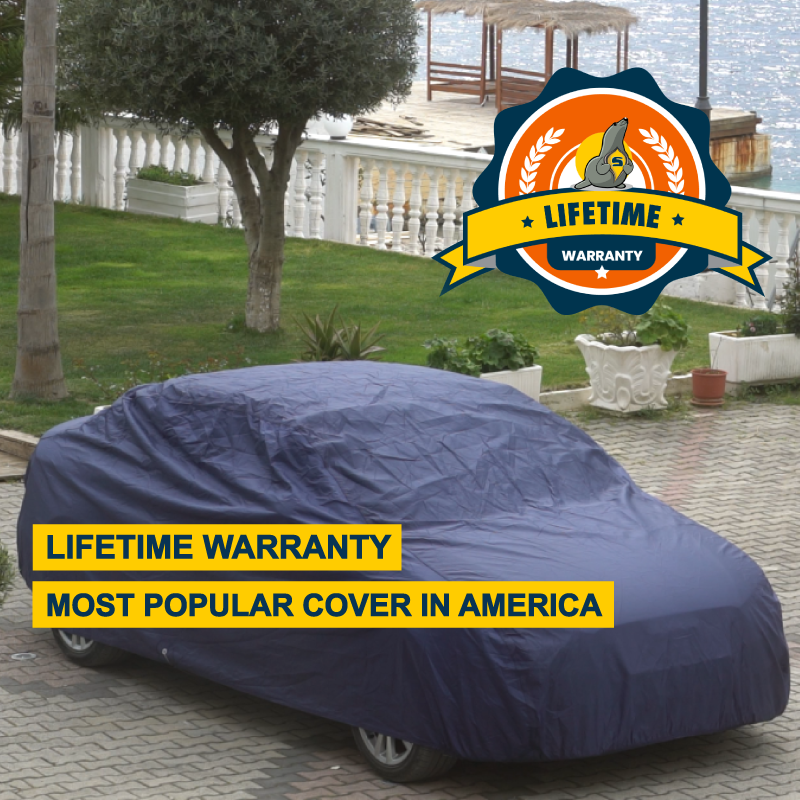Seal Skin Supreme blue car cover on demo car, life time warranty
