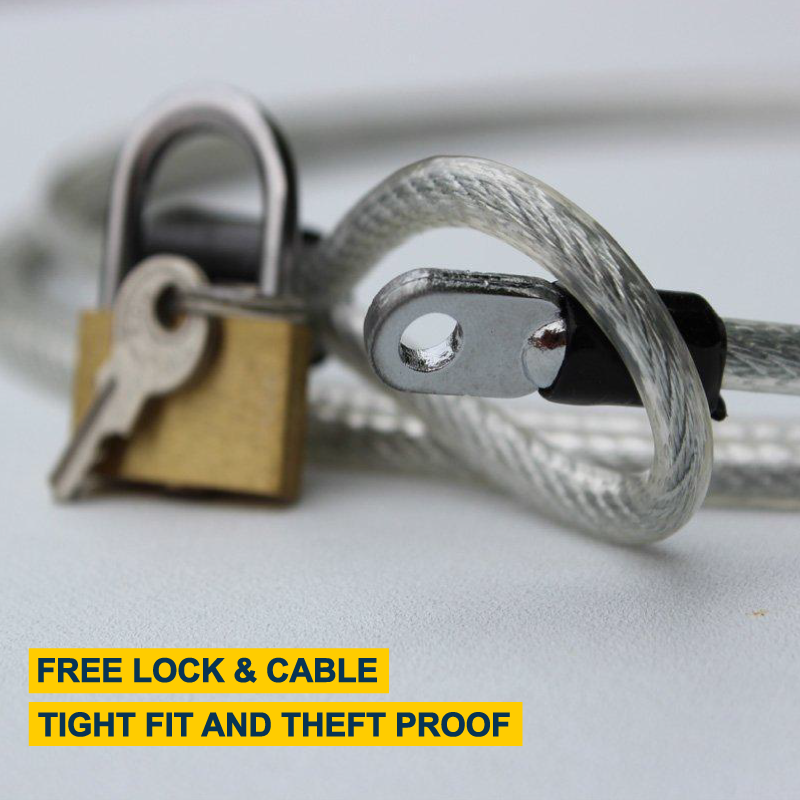 Free lock and cable , tight fit and theft proof