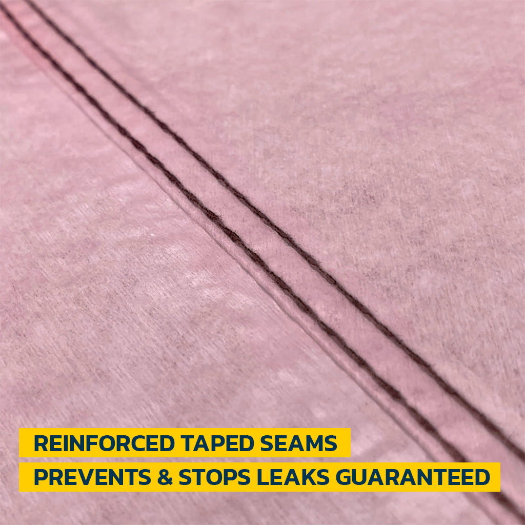 red reinforced taped seams prevents and stops leaks guaranteed