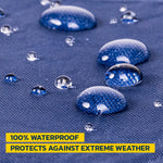 blue color ,100% waterproof , protects against extreme weather
